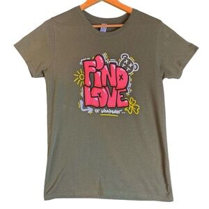 Brisco Brands Sz XL Olive Green T-shirt Graffiti : Find Love Or Whatever